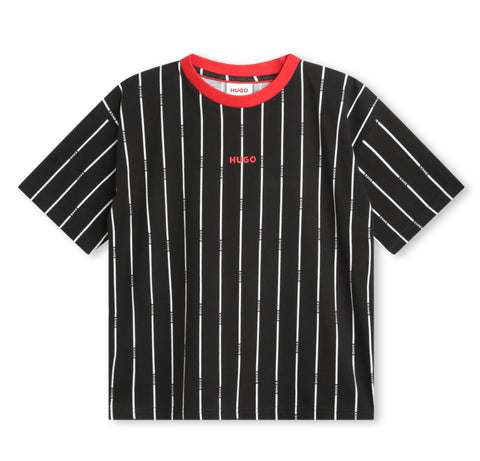 Hugo Black/White Stripe Logo T-Shirt