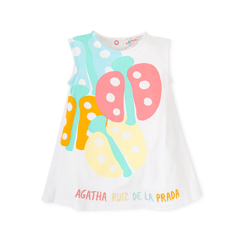 Agatha White Ladybug Dress