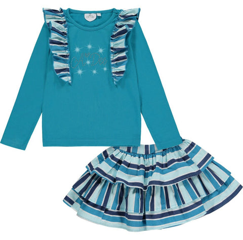 Adee Blue Stripe Skirt Set