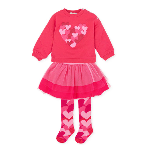 Conjunto de falda y medias de tul con corazón rosa Agatha