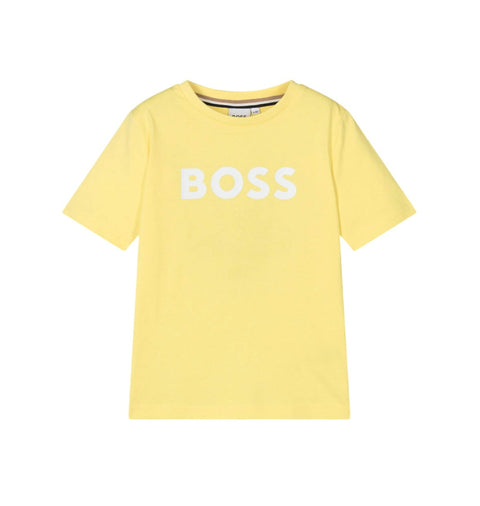 Camiseta amarilla con logo de Boss