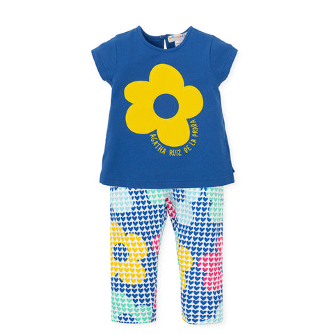 PRE-ORDEN Conjunto de leggings con flores de cuadros azules Agatha