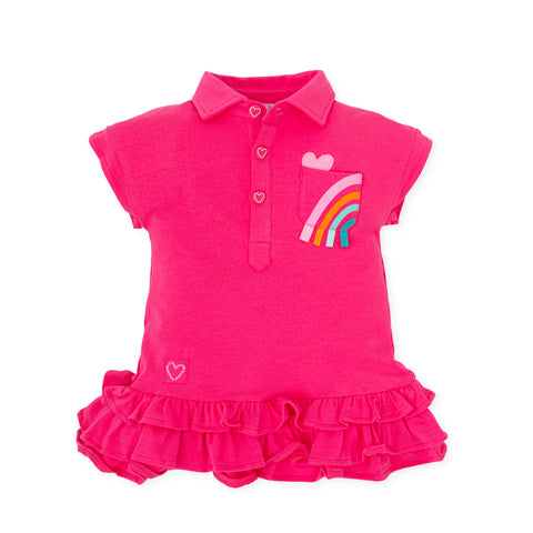 Agatha Hot Pink Rainbow Polo Dress