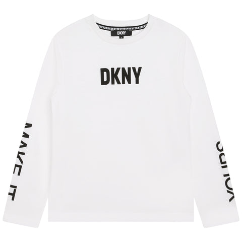 Camiseta blanca con logo Make It de Dkny