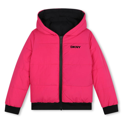 Dkny Black/Pink Logo Coat