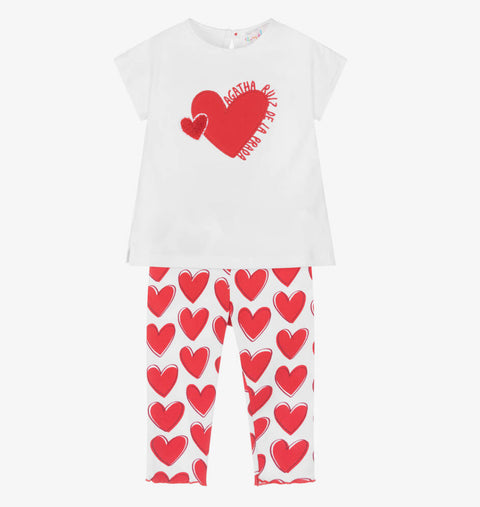 Conjunto de leggings Agatha con corazón rojo