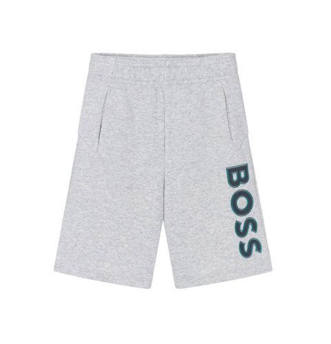 PRE-ORDEN Conjunto de chaqueta y pantalones cortos con logo gris/verde azulado de Boss