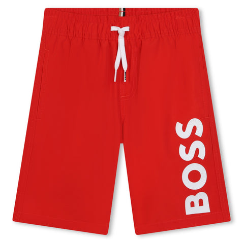 Pantalones cortos rojos con logo de Boss