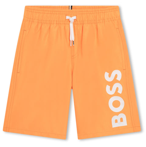 Shorts naranjas con logo de Boss