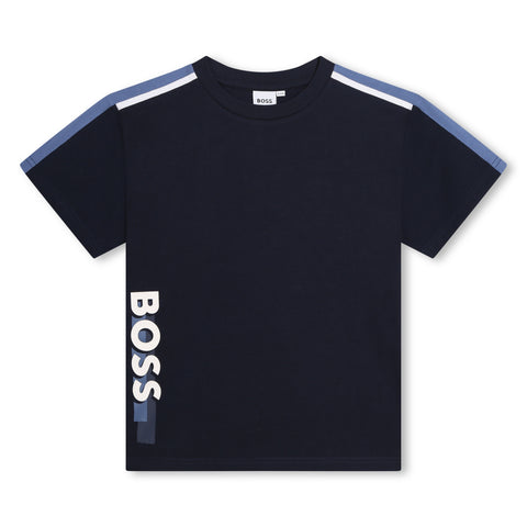 Camiseta con logo azul marino/azul de Boss