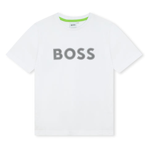 Camiseta blanca con logo de Boss