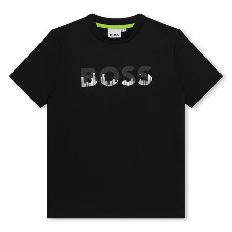 PRE-ORDEN Camiseta negra con logo descolorido de Boss