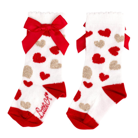 Little A Heart Knee High Socks