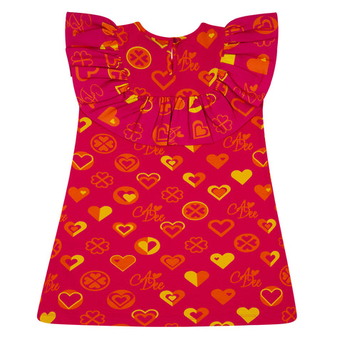 Vestido rosa con diseño de corazón en bloques Adee