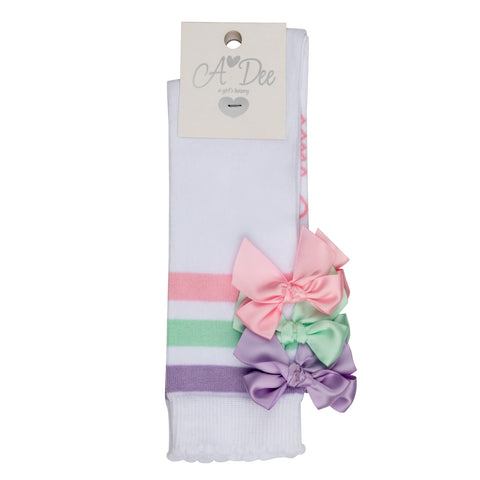 Calcetines blancos con lazo en colores pastel Adee