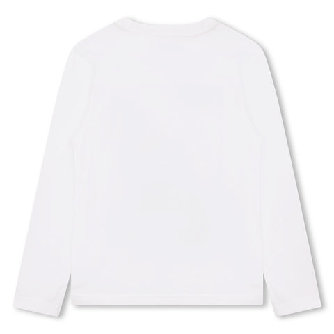 Timberland camiseta de manga larga con logo blanco/caqui