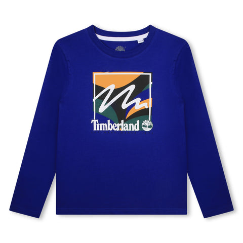 Camiseta de manga larga con logo de color azul de Timberland
