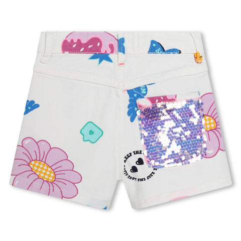 Conjunto de pantalones cortos vaqueros multicolores con flores de Billieblush