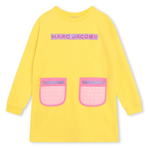 Vestido amarillo con bolsillo y logo de Marc Jacobs