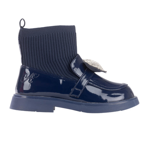 Adee Navy Ankle Heart Boots