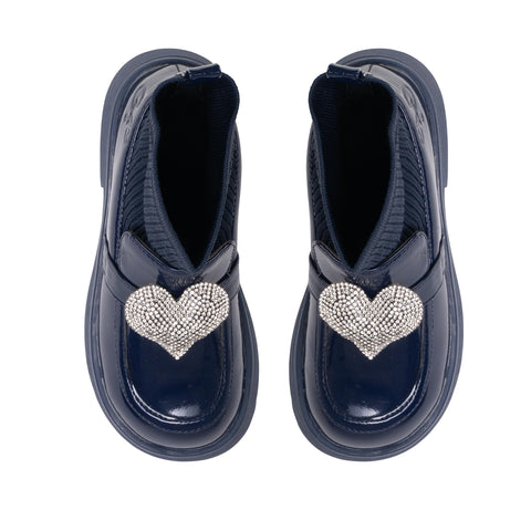 Adee Navy Ankle Heart Boots