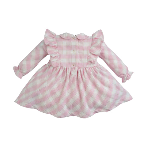 Little A Pink/White Check Bow Dress