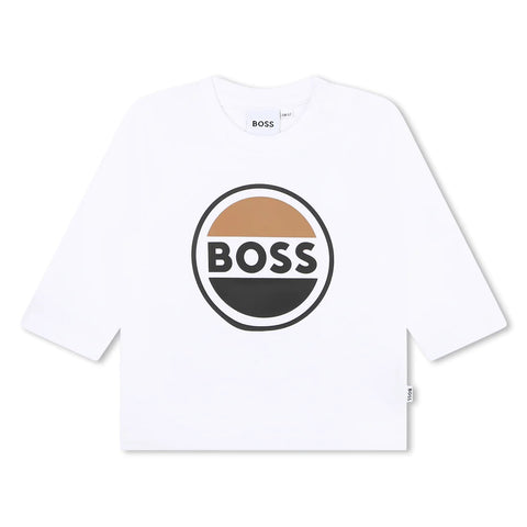 Boss White Logo Longsleeve T-Shirt
