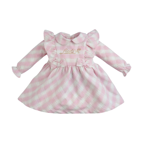 Little A Pink/White Check Bow Dress