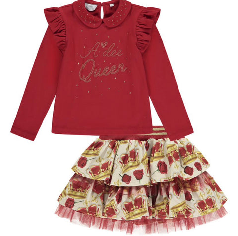 Adee Red Crown Skirt Set