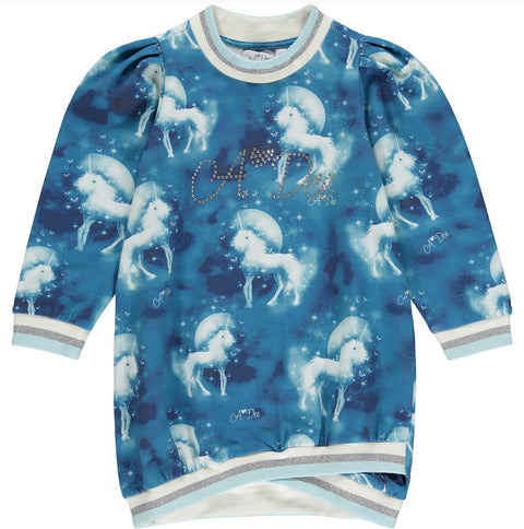 Vestido deportivo azul con unicornio de Adee