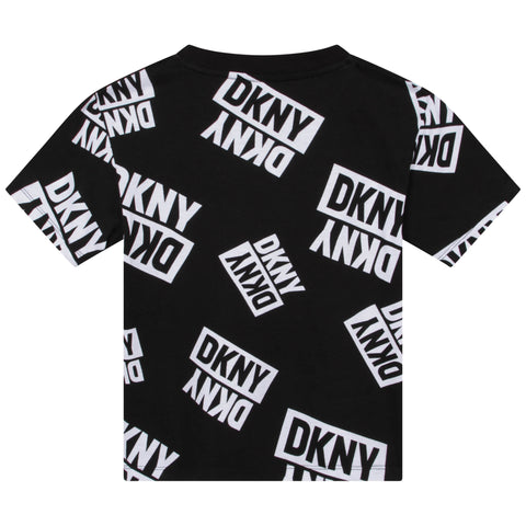 Camiseta con logo múltiple en blanco/negro de Dkny