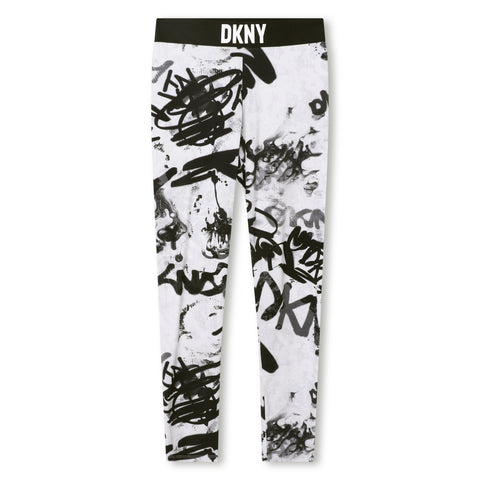 Dkny Black & White Graffiti Leggings