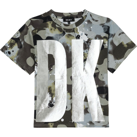 Dkny Khaki Splash  Logo T-Shirt