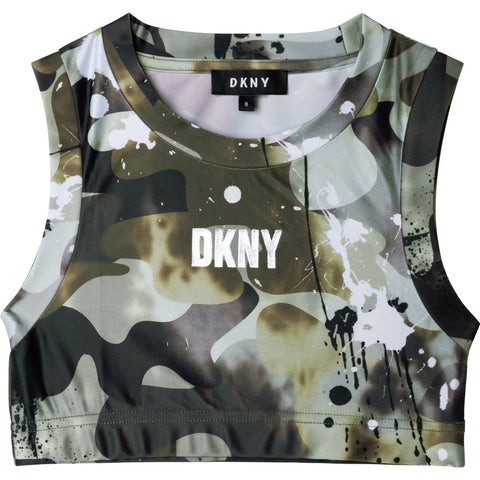 Dkny Khaki Splash Crop Top