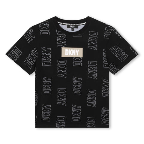Camiseta negra con logo múltiple de Dkny