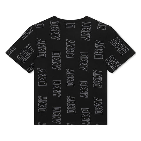 Camiseta negra con logo múltiple de Dkny