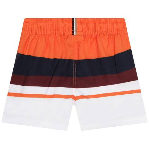 Boss Navy/Orange Stripe Logo Shorts