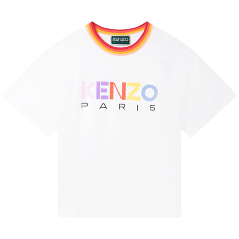 Kenzo camiseta blanca con logo multicolor
