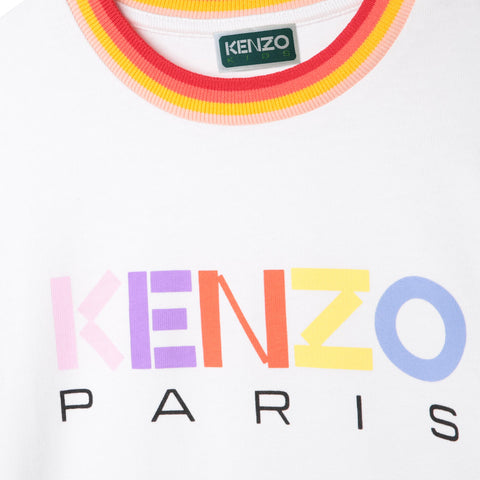 Kenzo camiseta blanca con logo multicolor