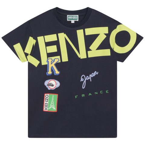 Kenzo camiseta con parche azul marino