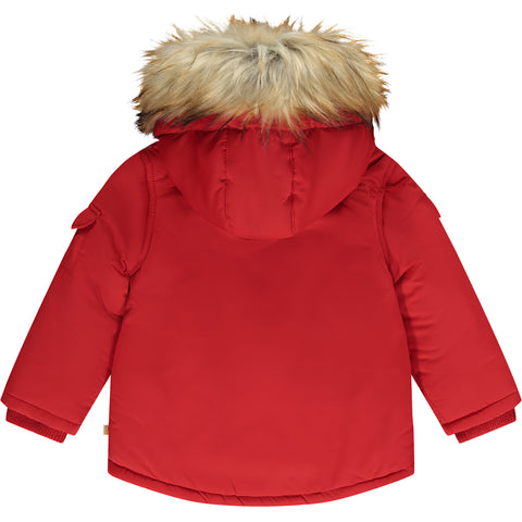 Abrigo con capucha de piel roja de Mitch &amp; Son