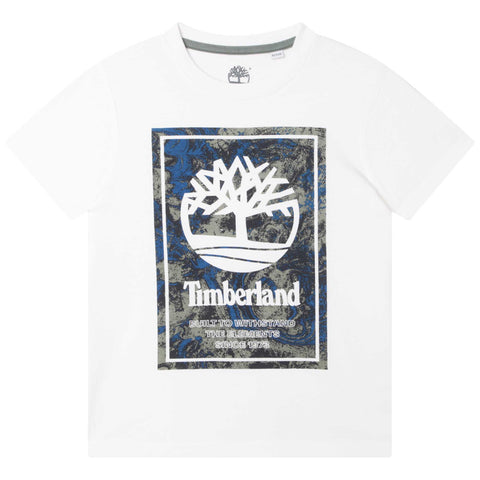 Timberland camiseta blanca con diseño de camuflaje