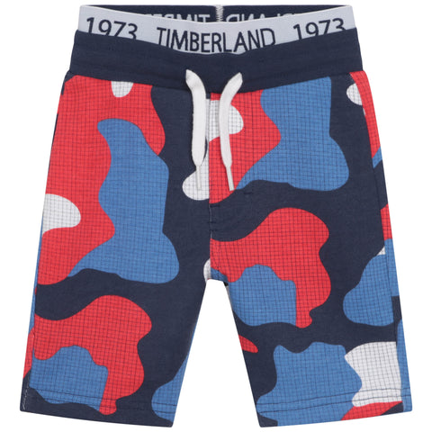 Timberland pantalones cortos de camuflaje azul marino/rojo