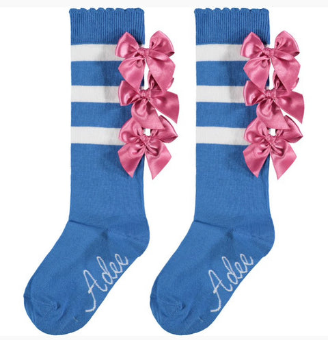 Adee Blue/Pink Bow Popsocks