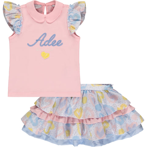 Conjunto de falda con corazón en colores pastel de Adee